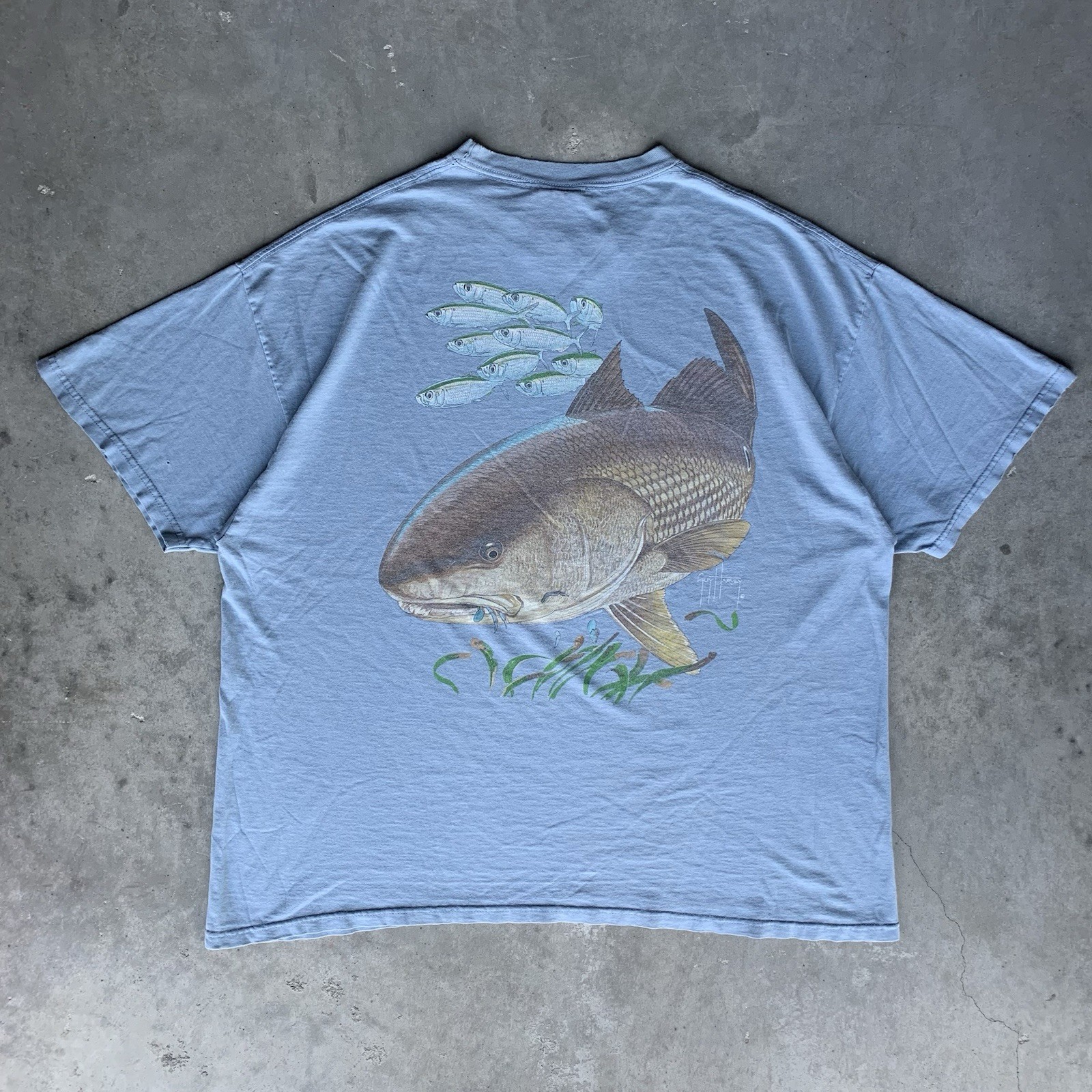 Vintage Men's Guy Harvey Fishing Short-Sleeve T-Shirt Size 2XL Beach Blue Summer gallery