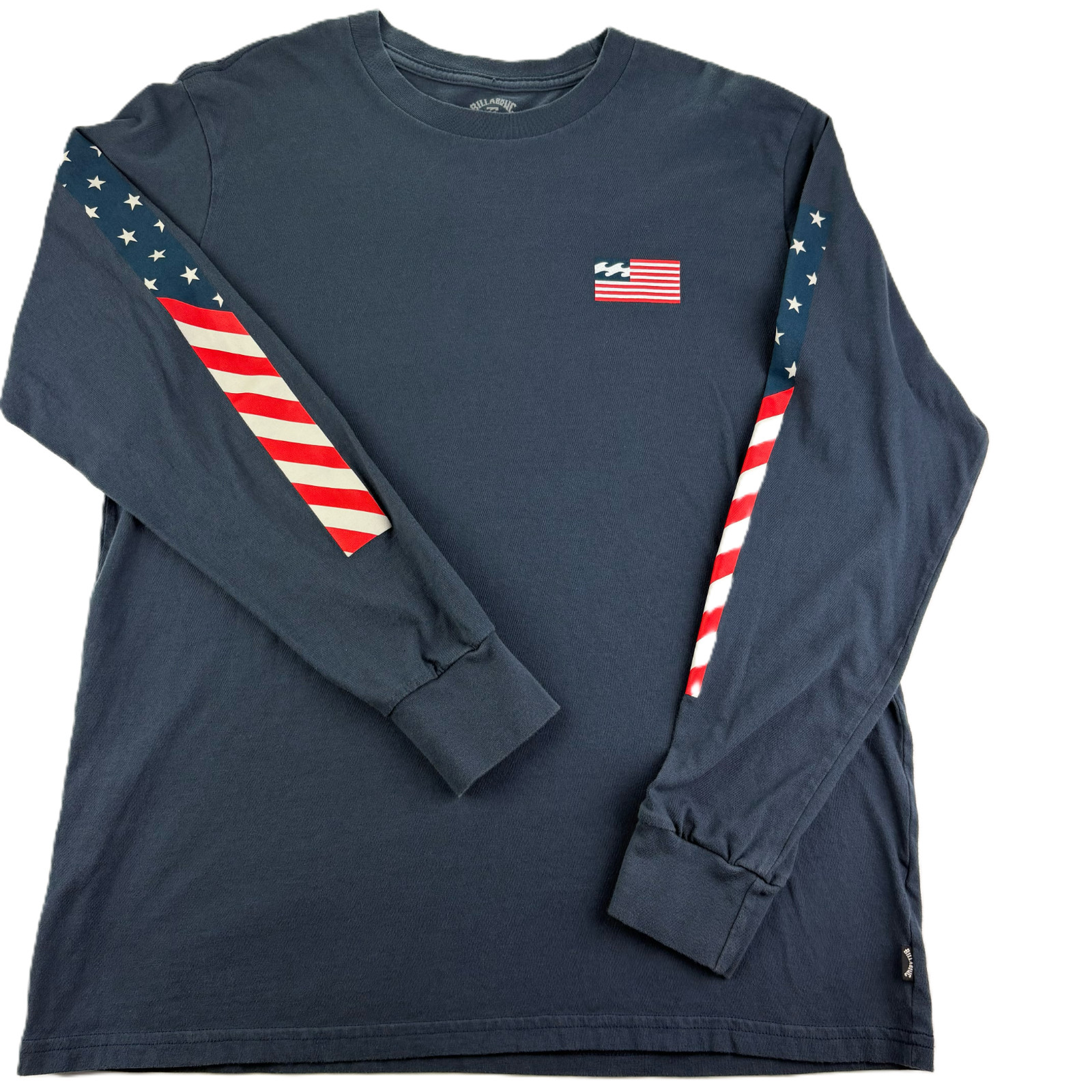 Billabong American Waves Patriotic Shirt Mens L 100% Cotton Navy Long Sleeve VTG gallery