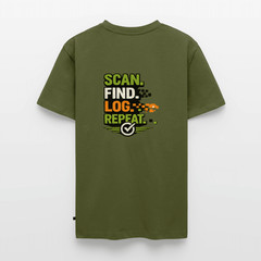 Geocaching Premium “Scan Find Log Repeat” T-Shirt – Geocacher Pullover with GPS M