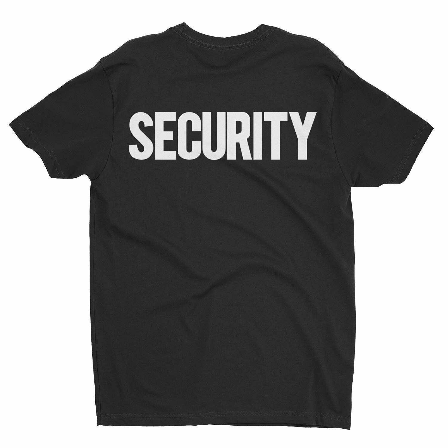 Premium Black Men's Security T-Shirt White Chest Back Print Ringspun Option gallery