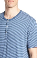 Daniel Buchler Men’s Pima Cotton & Modal Striped Lounge Henley, Medium or XL