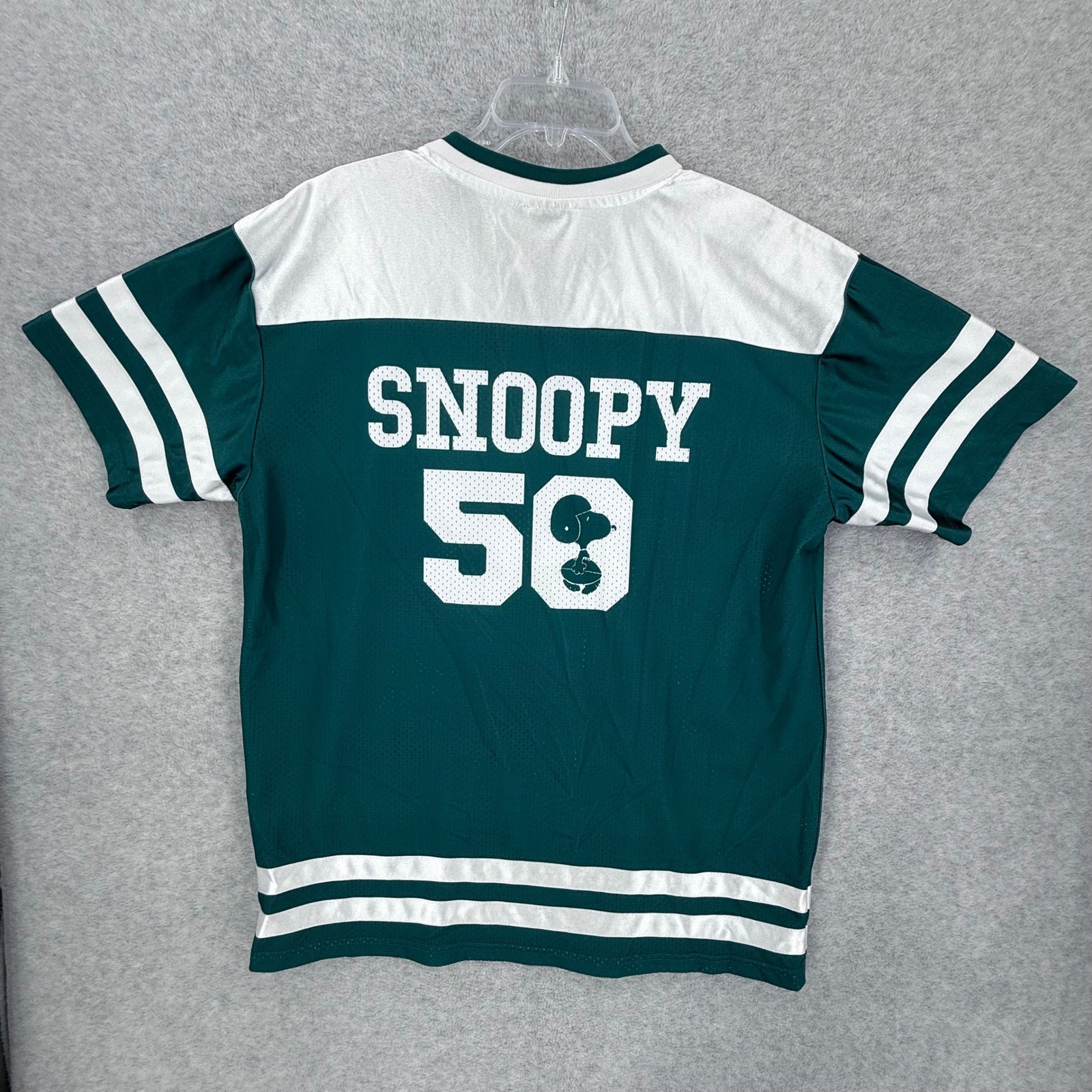 Peanuts Snoopy Jersey Mens Large Blue Shirt Football Mesh Distressed V-Neck gallery