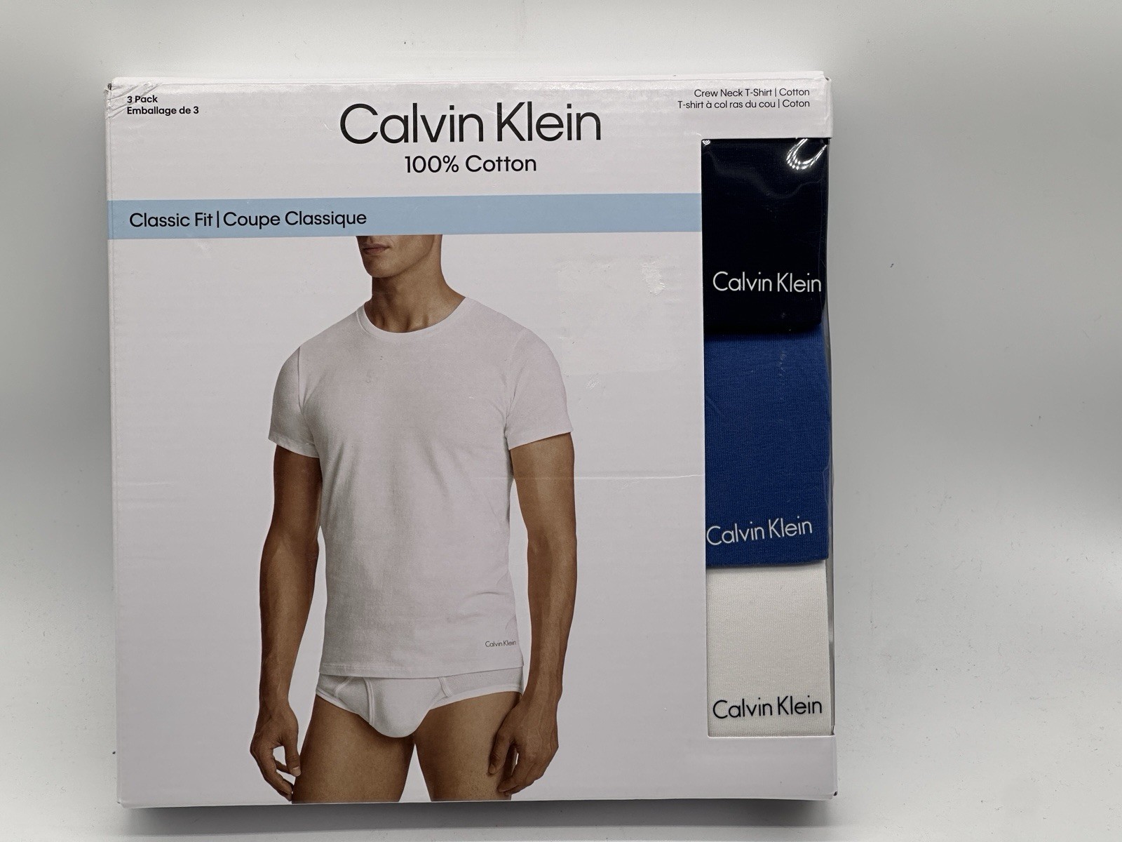 NEW 3 PACK MENS CALVIN KLIEN 100% COTTON CREW NECK  SIZE MEDIUM CLASSIC FIT