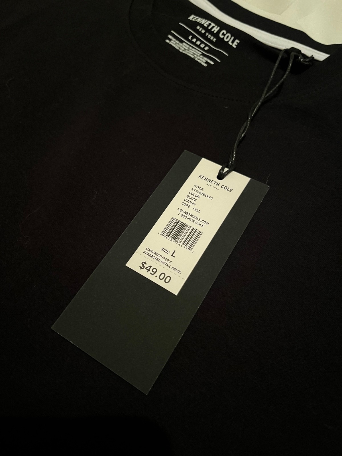 KENNETH COLE ROUND NECK BLACK UNWORN w/ TAGS SHORT SLEEVE- Size L ORIGINALLY $49 gallery