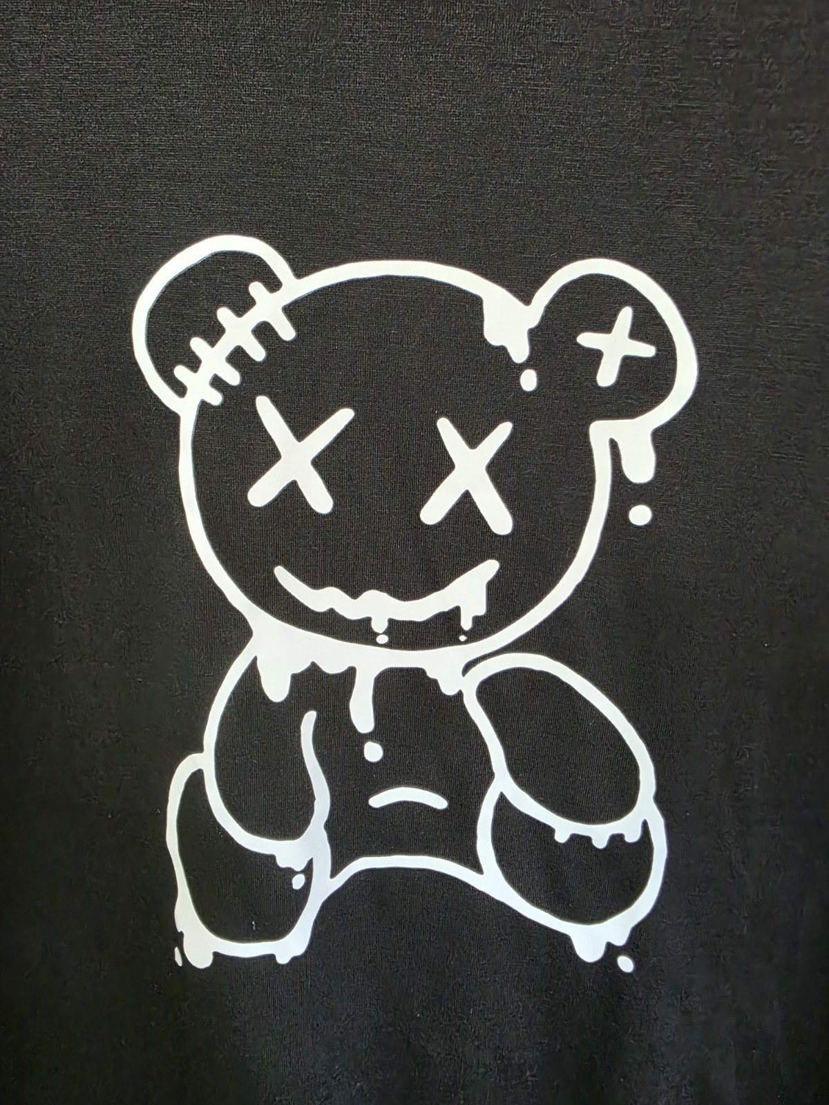 Mens or Womens Black T-Shirt w/White Teddy Bear XX Eyes & Ear, Anime, Size Med. gallery