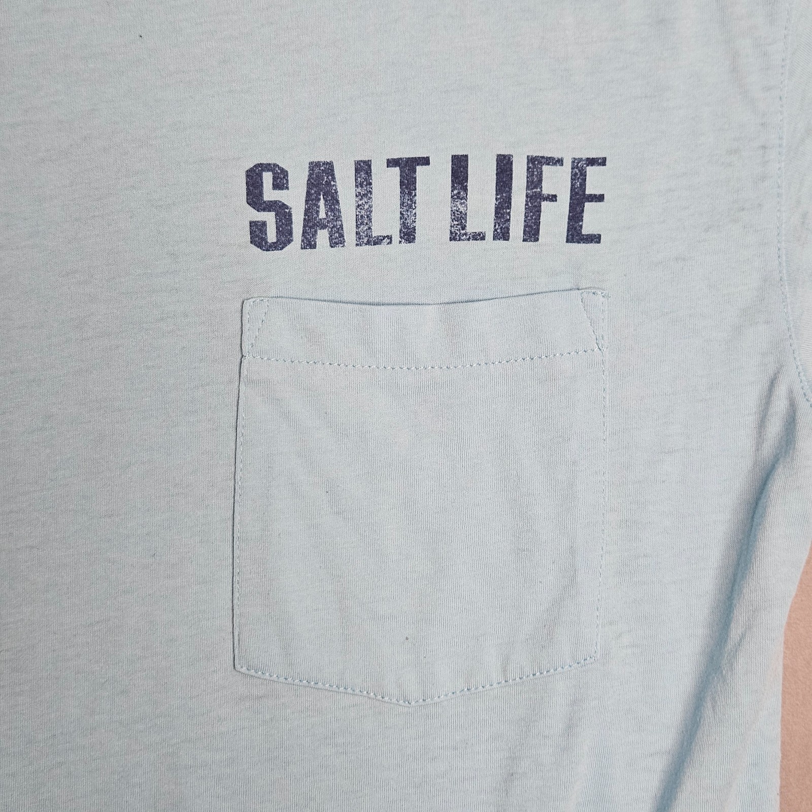 Salt Life T-Shirt Mens Medium Blue Live Salty Graphic Tee Pocket Marlin Oar gallery