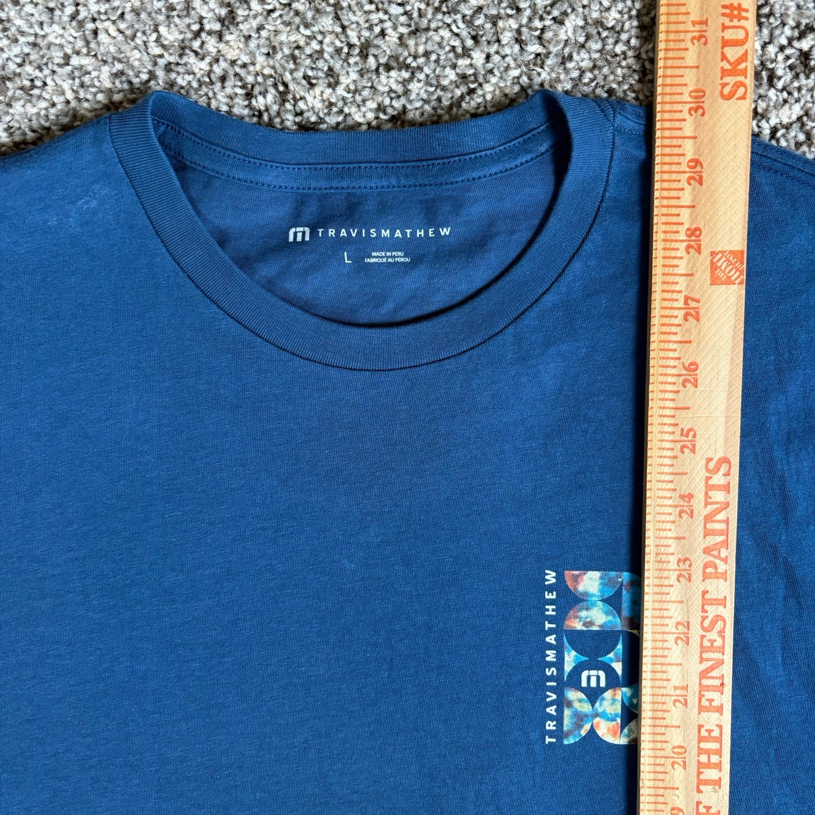 Travis Mathew T-Shirt Men Large L Blue Return Ticket Graphic Golf Soft NWT gallery