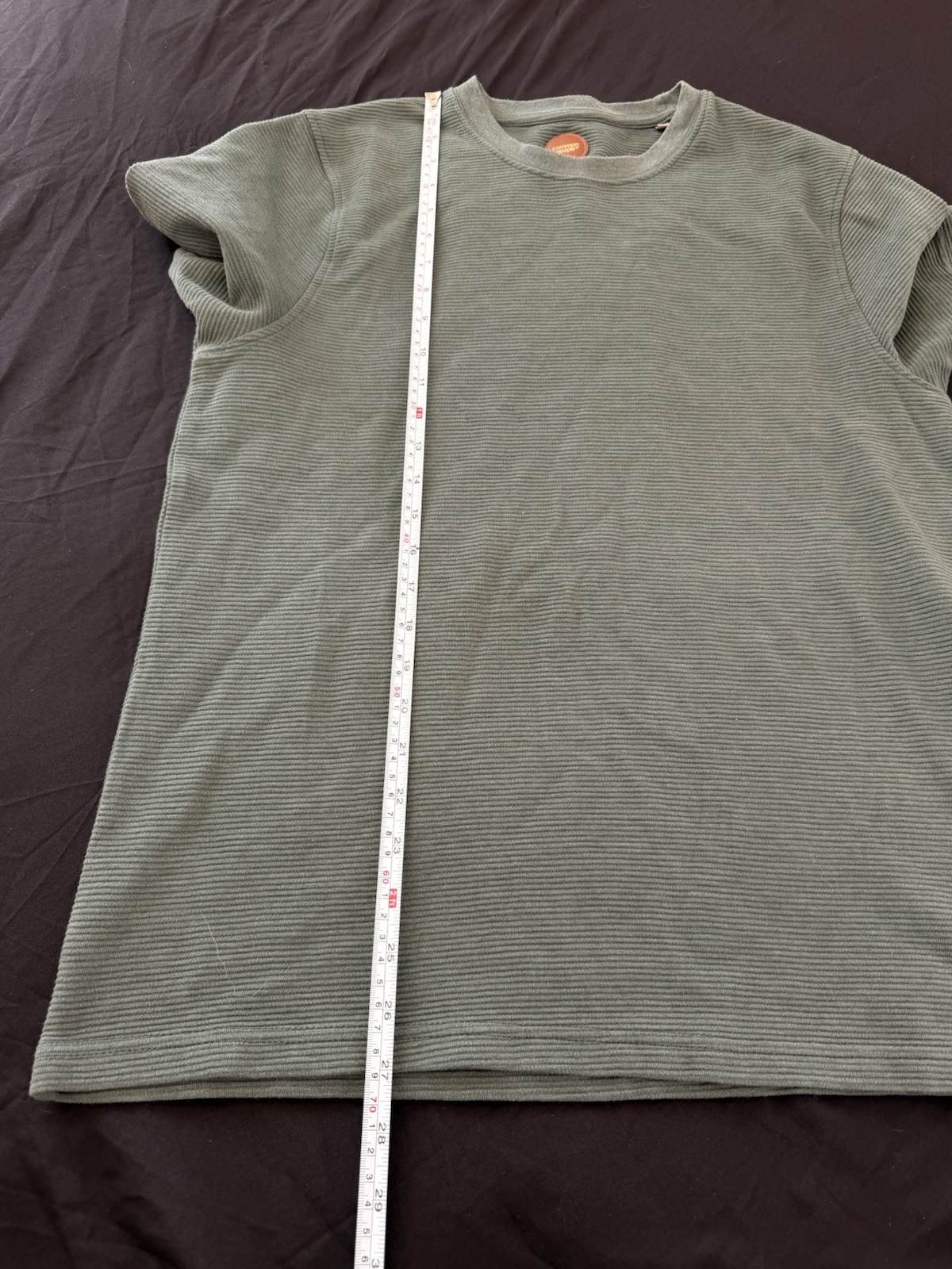 Common People Men Olive Textured T-Shirt Fine Striped Texture Size S gallery