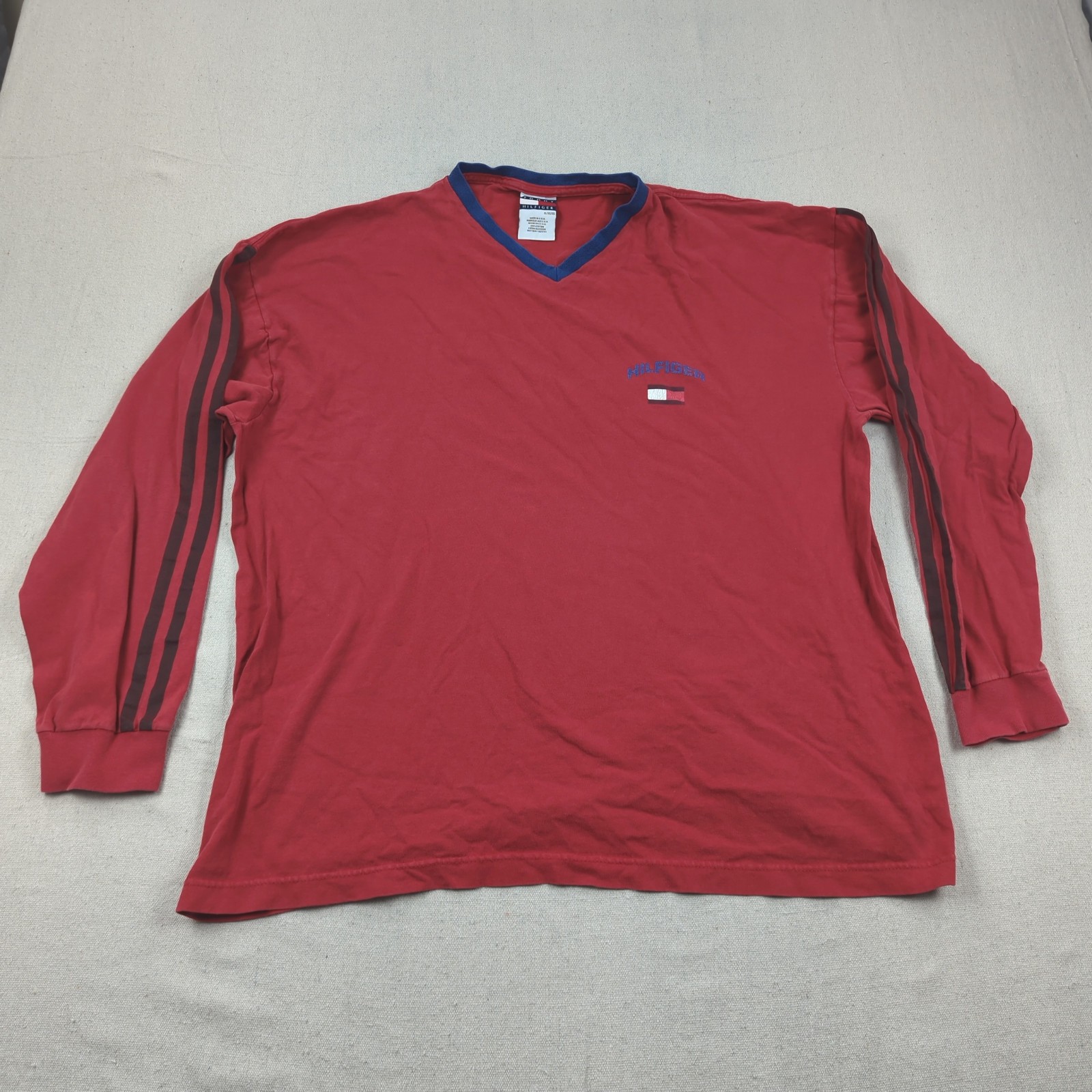 Vintage Tommy Hilfiger Shirt Mens Extra Large Red V Kneck 85 Made in USA gallery