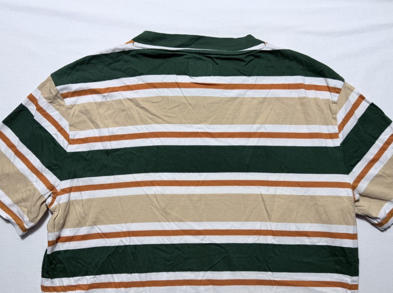 Guess Los Angeles Striped T Shirt Mens Size M Made in India VTG Green Orange Y2K gallery