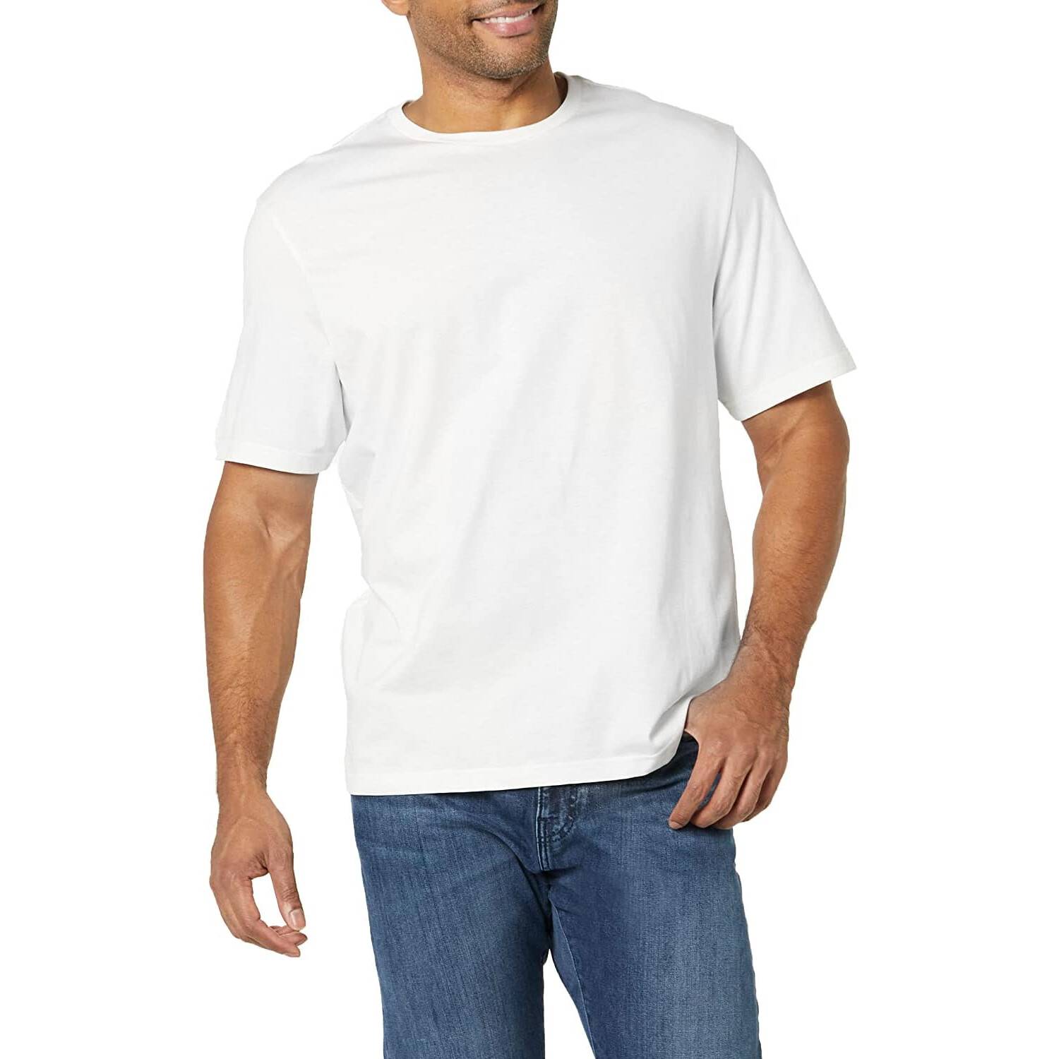New Men's Heavyweight Cotton Double Yarn Drop Shoulder Round Neck T-shirt Casual gallery