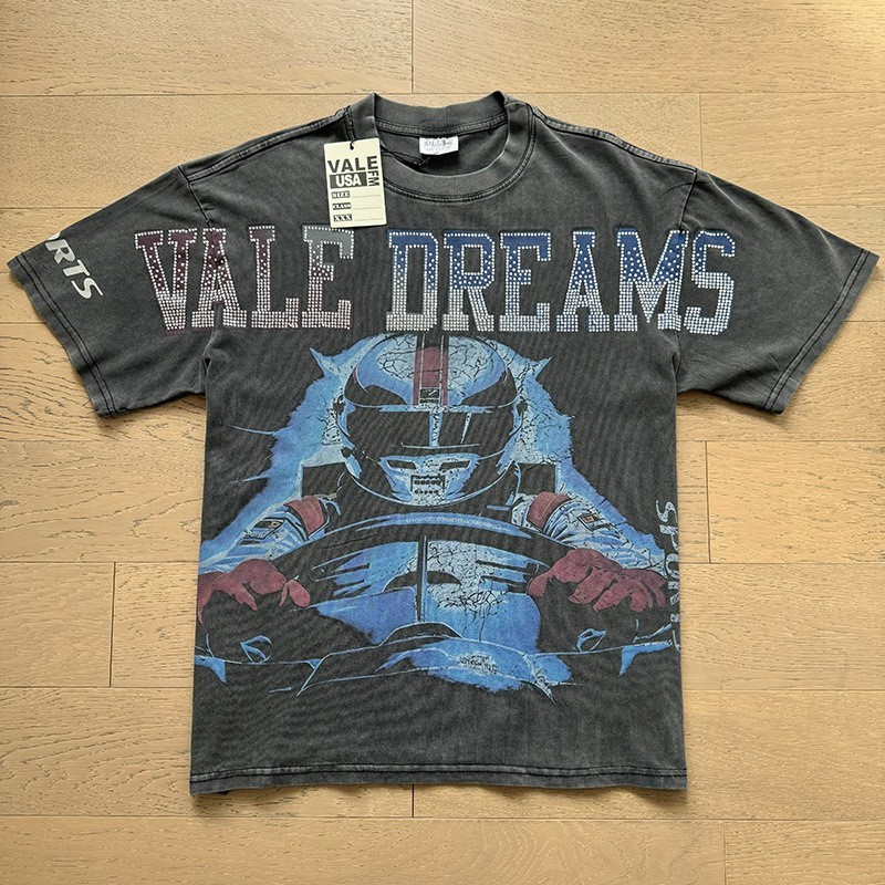 Vale Forever Washed Vintage Beaded Letter Graphic Round Neck T-Shirt gallery