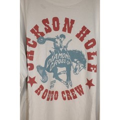 Diamond Cross Ranch White Men’s Overized Jackson Hole Rodeo Crew T Shirt Size 2X