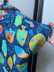 Ken Done Vintage Novelty Print Button Up Fish Pop Art Oceancore Deep Sea – S