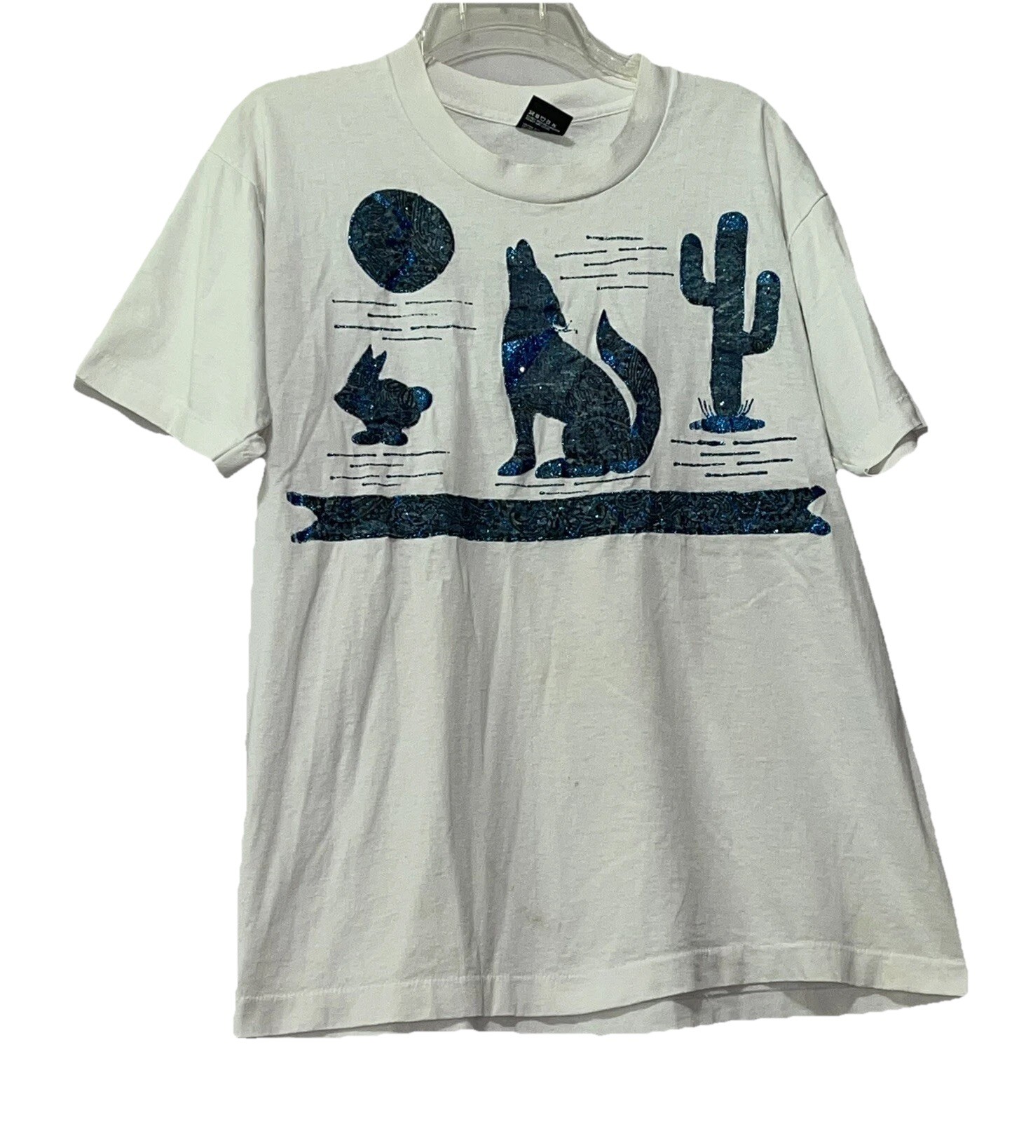 Vintage nature tee wolf moon single stitch glitter handmade grandma size xl e214 gallery