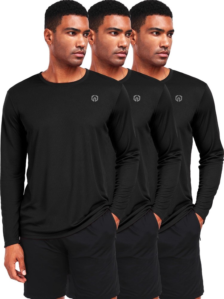 Men’s Workout Long Sleeve Running Shirts Mesh Fishing Hiking T-Shirts,5618,Bl…