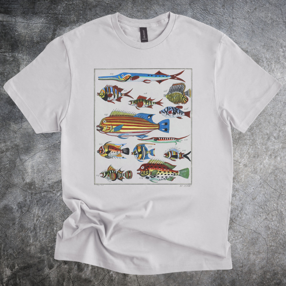 Tropical Fish Shirt Ocean Species Artwork Tshirt Cotton Crewneck Gray gallery