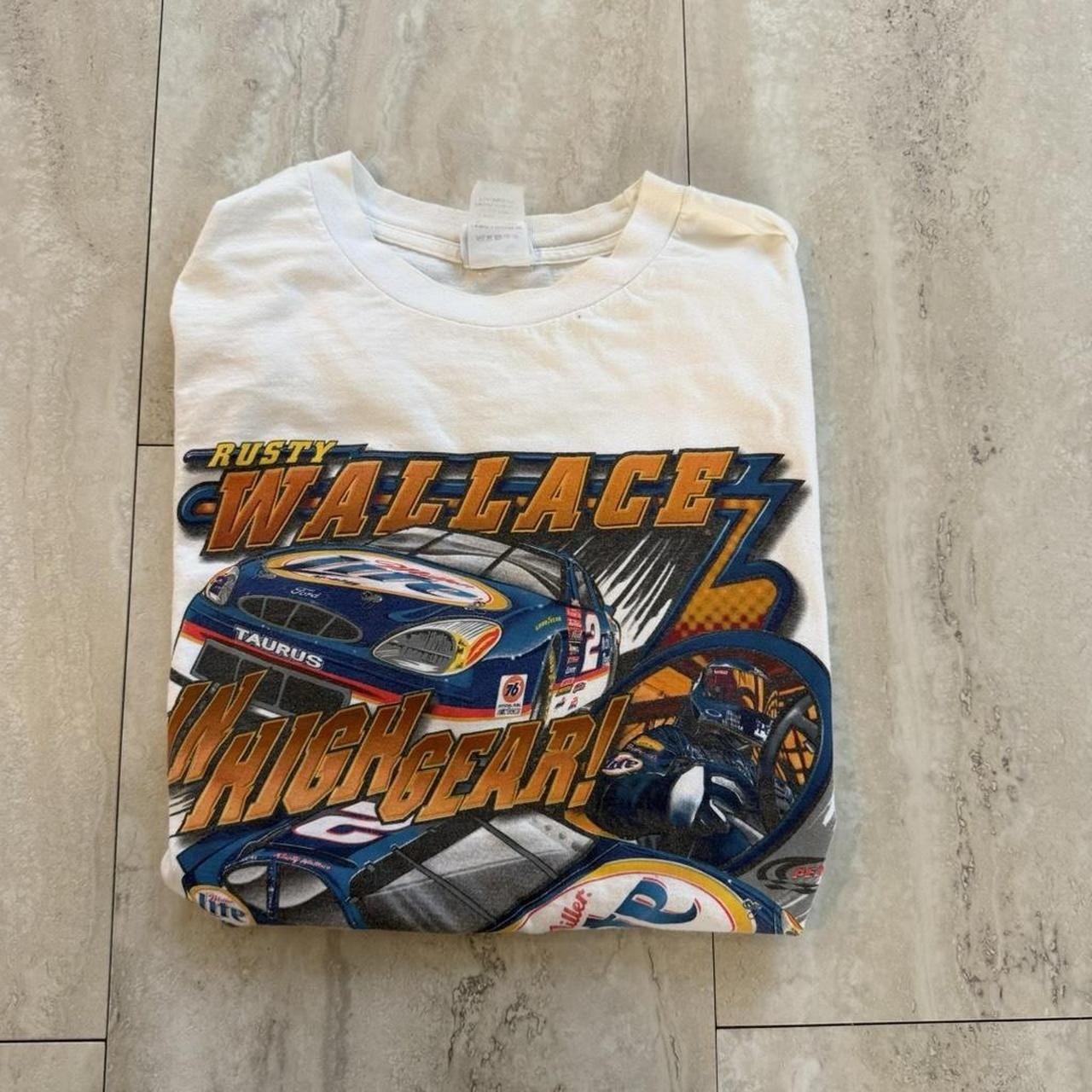 Chase Authentics Rusty Wallace VTG 90’s White Cotton Graphic Tee Men's XL gallery