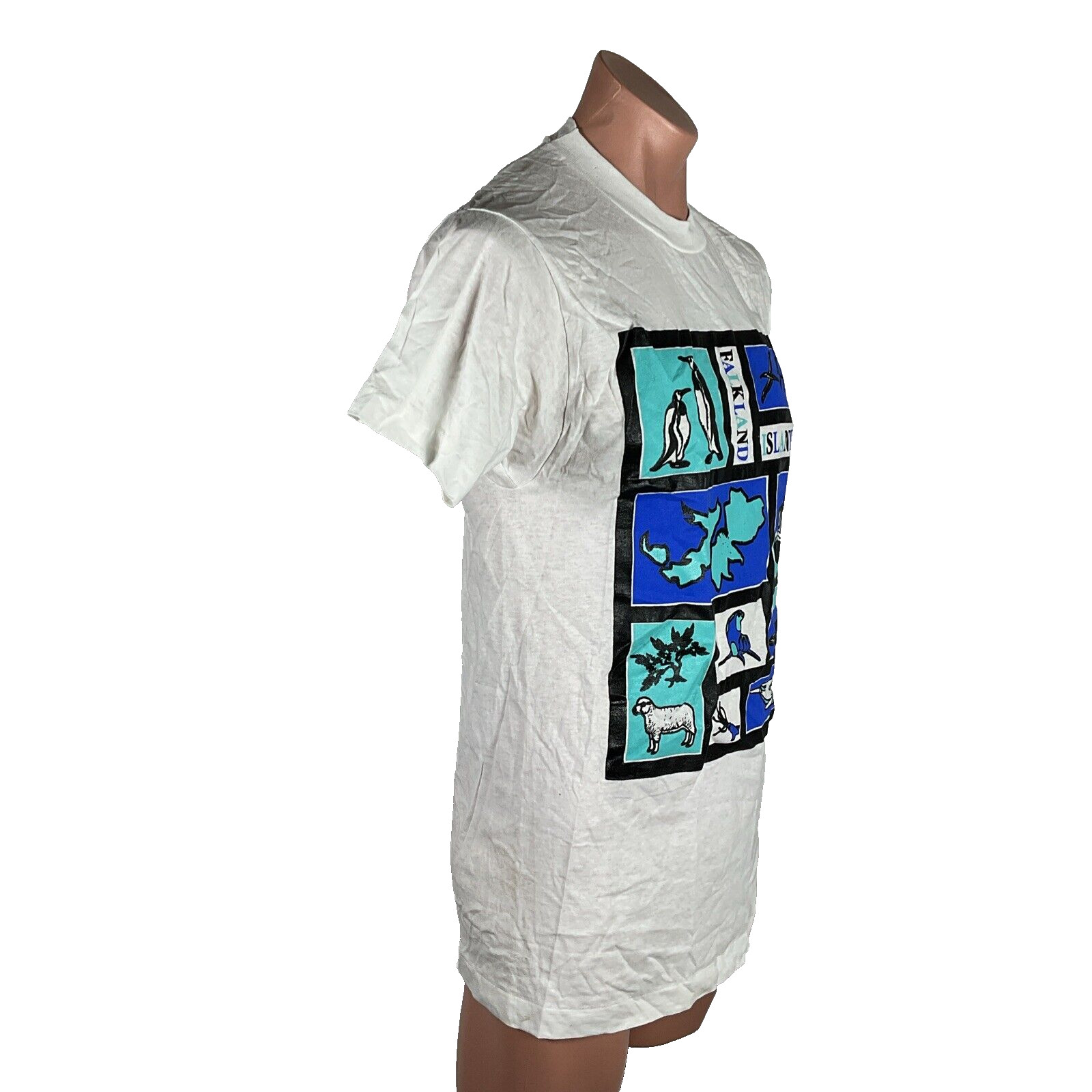 VTG Screen Stars FALKLAND ISLANDS International travel Souvenir t-shirt White LG gallery