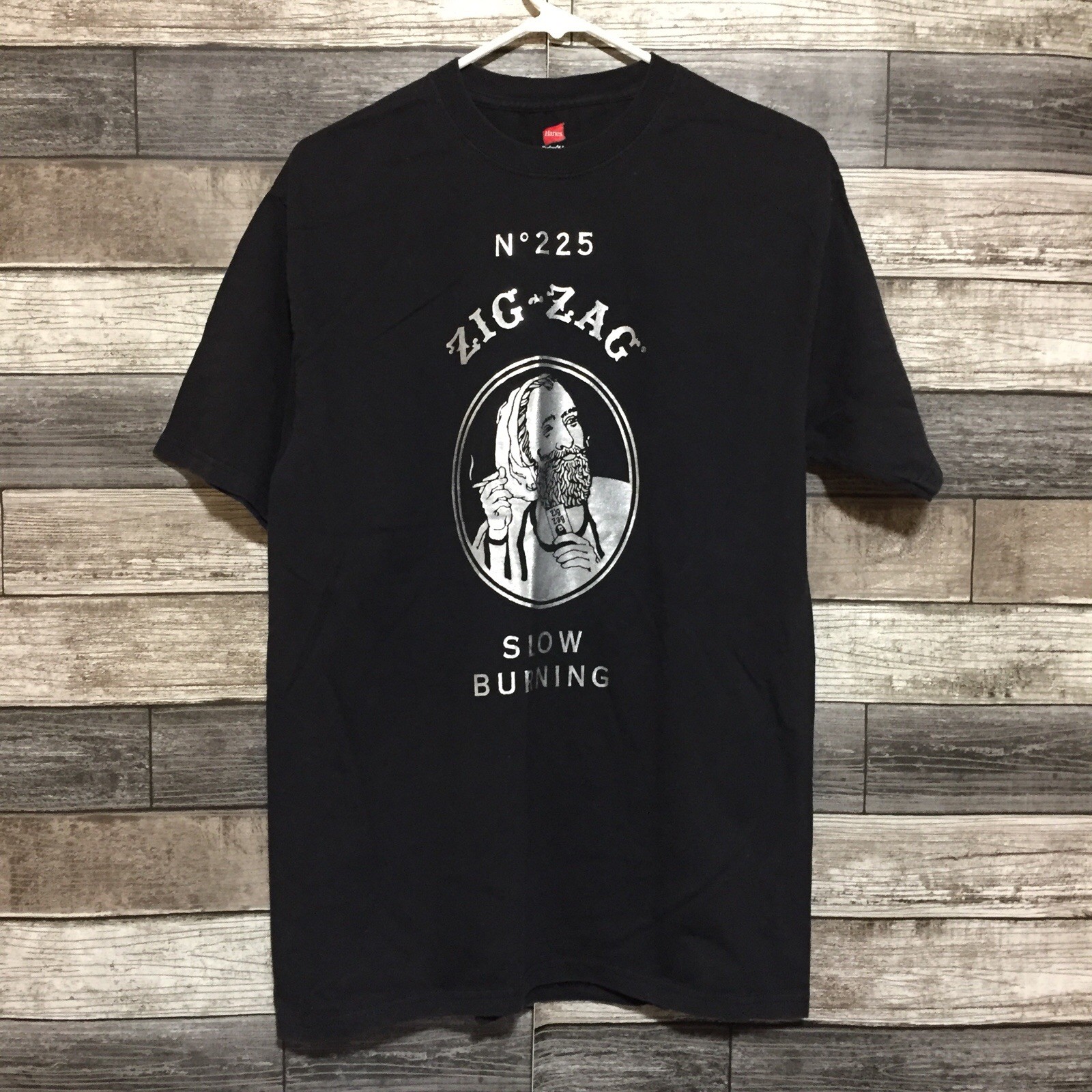 Hanes Zig Zag Rolling Papers T Shirt Men’s M Black Shiny Silver Short Sleeve gallery