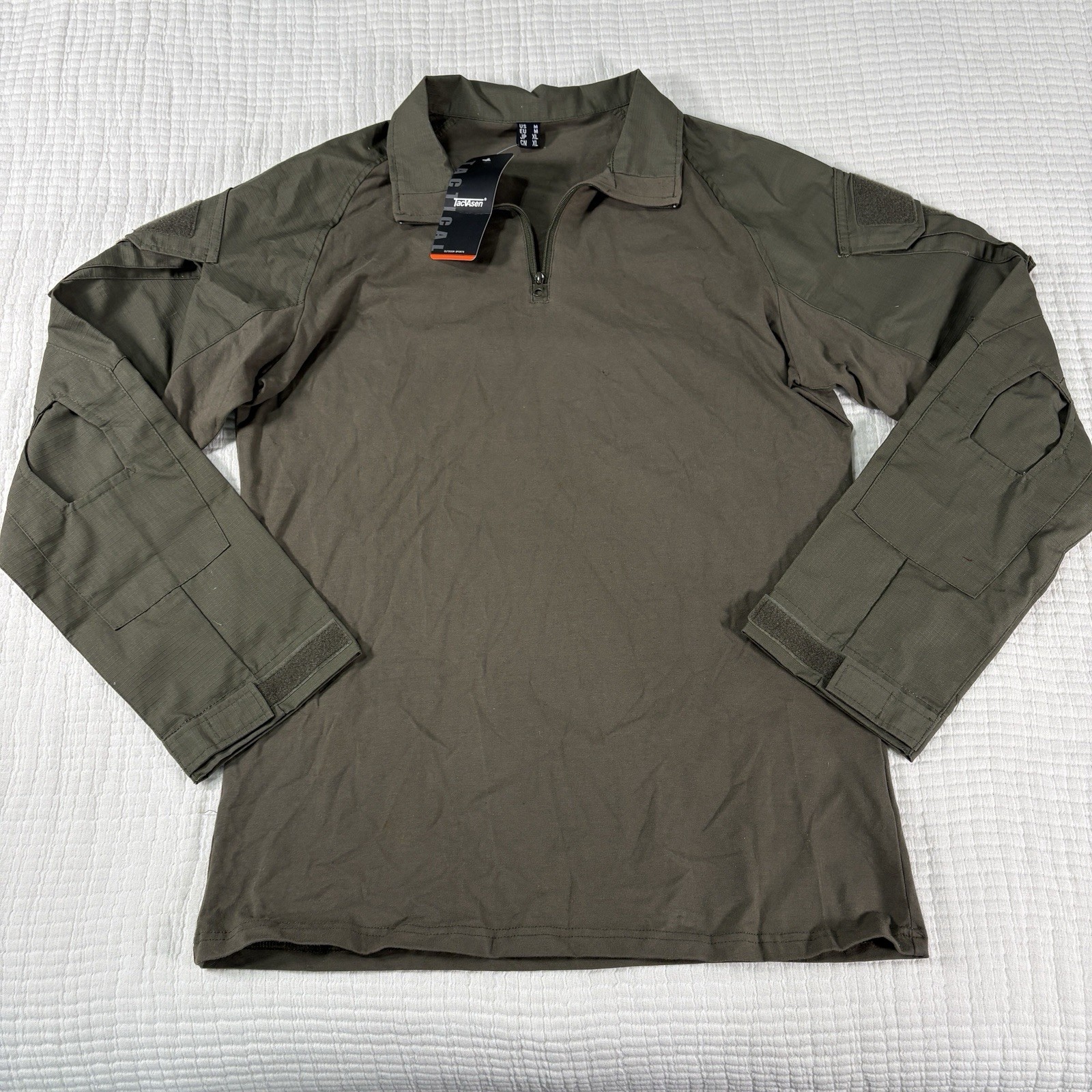 NEW Tacvasen Tactical Shirt Mens Medium Brown Rip Stop Hiking Hunting Combat