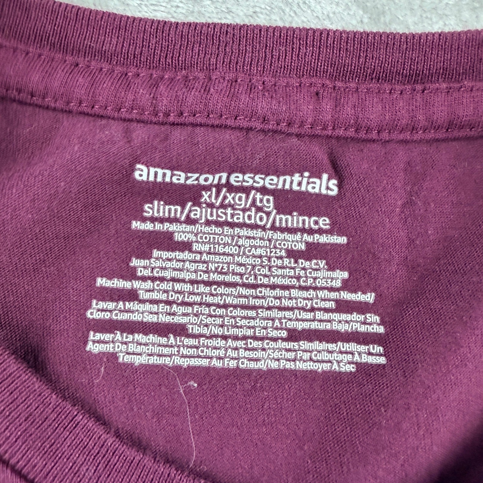Amazon Essentials Men's XL Slim Fit Short Sleeve Crewneck T-Shirt Burgundy gallery