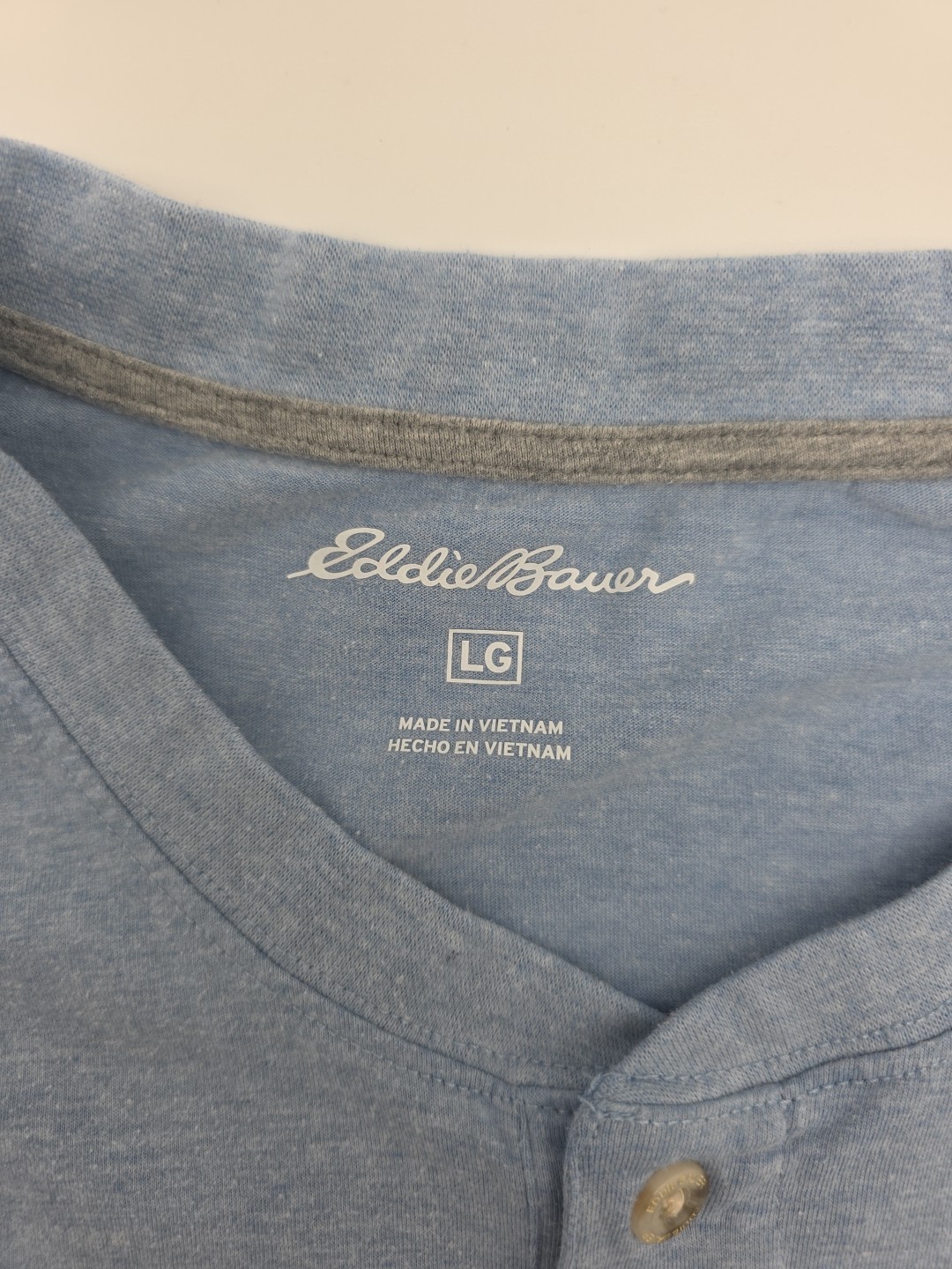 Eddie Bauer Henley Men Large Graphic Print Logo Blue.#44264 gallery