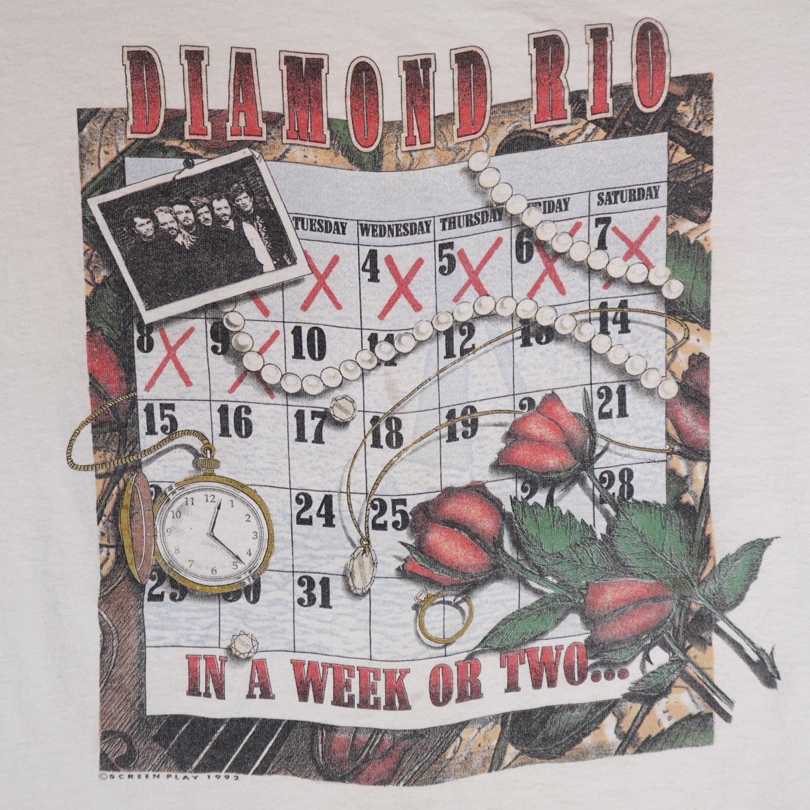 Vintage Diamond Rio Shirt Mens XL White In A Week Or Two 90s Band Graphic Tee gallery
