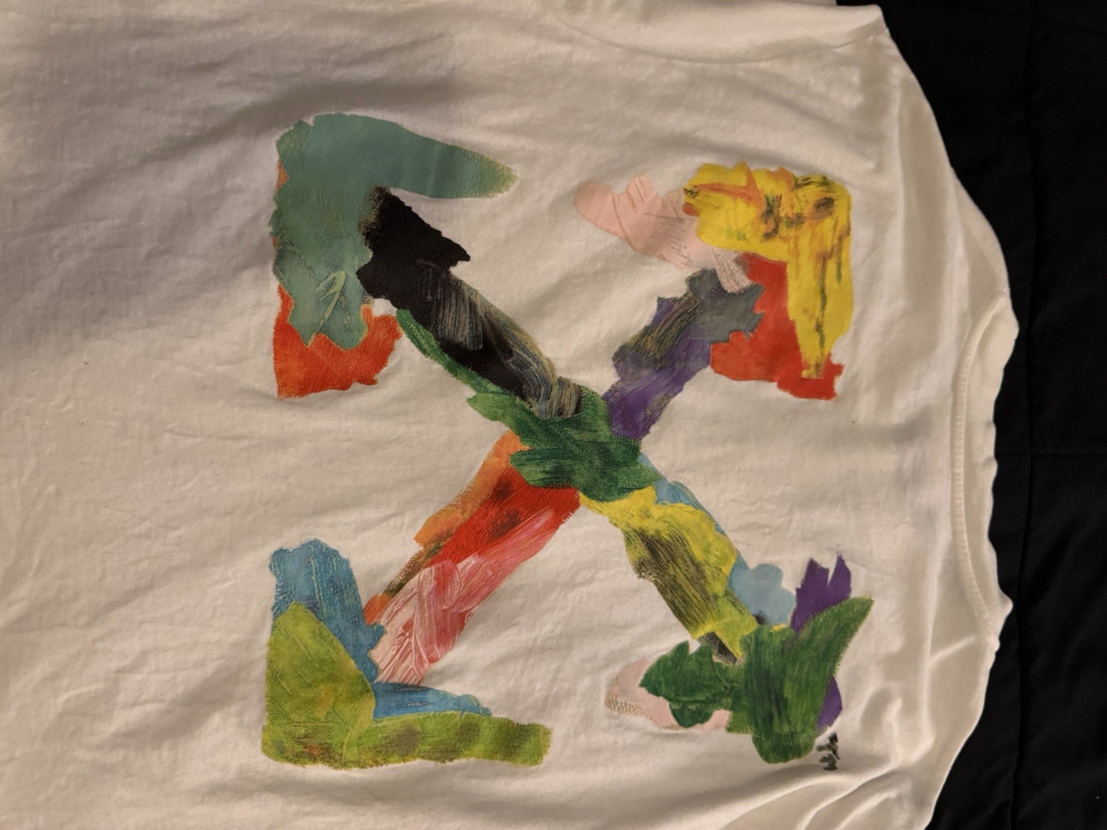 Off-White Men's White Graphic Print Crew Neck Short Sleeve Logo Tee L gallery