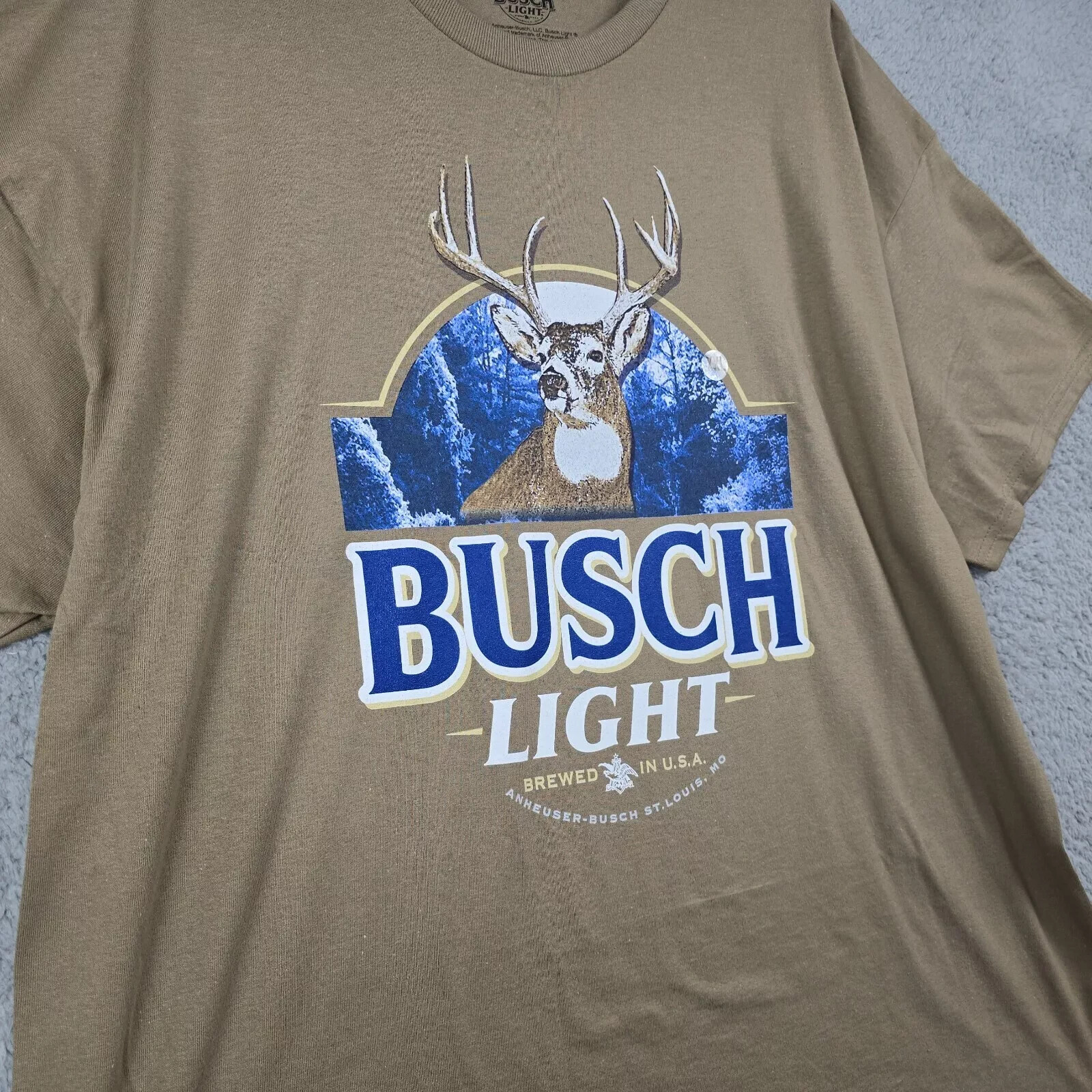 Busch Light Beer Shirt Mens 2XL XXL Brown Brew Hunting Casual Outdoor Logo NWT gallery