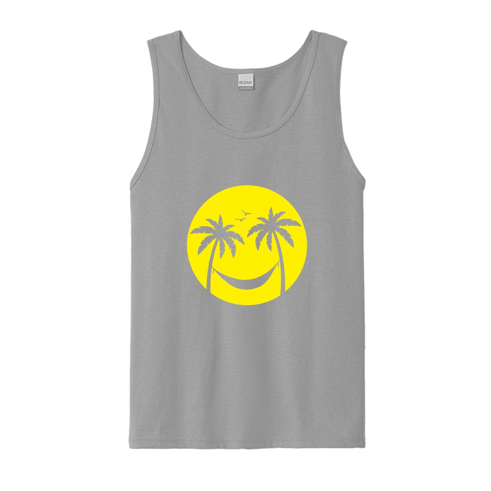Mens Funny Smile Face Summer Beach Party Sleeveless Tank Top USA New Gift Unisex
