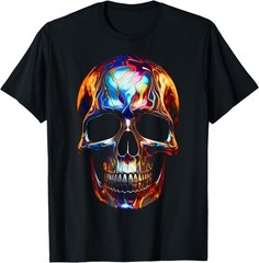 Skull Abstract Colorful Art Graphic Motif Skull T-Shirt