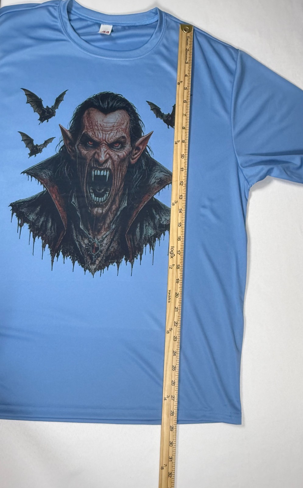 Handmade Horror Vampire Graphic T-Shirt Blue XL Gothic Tee gallery