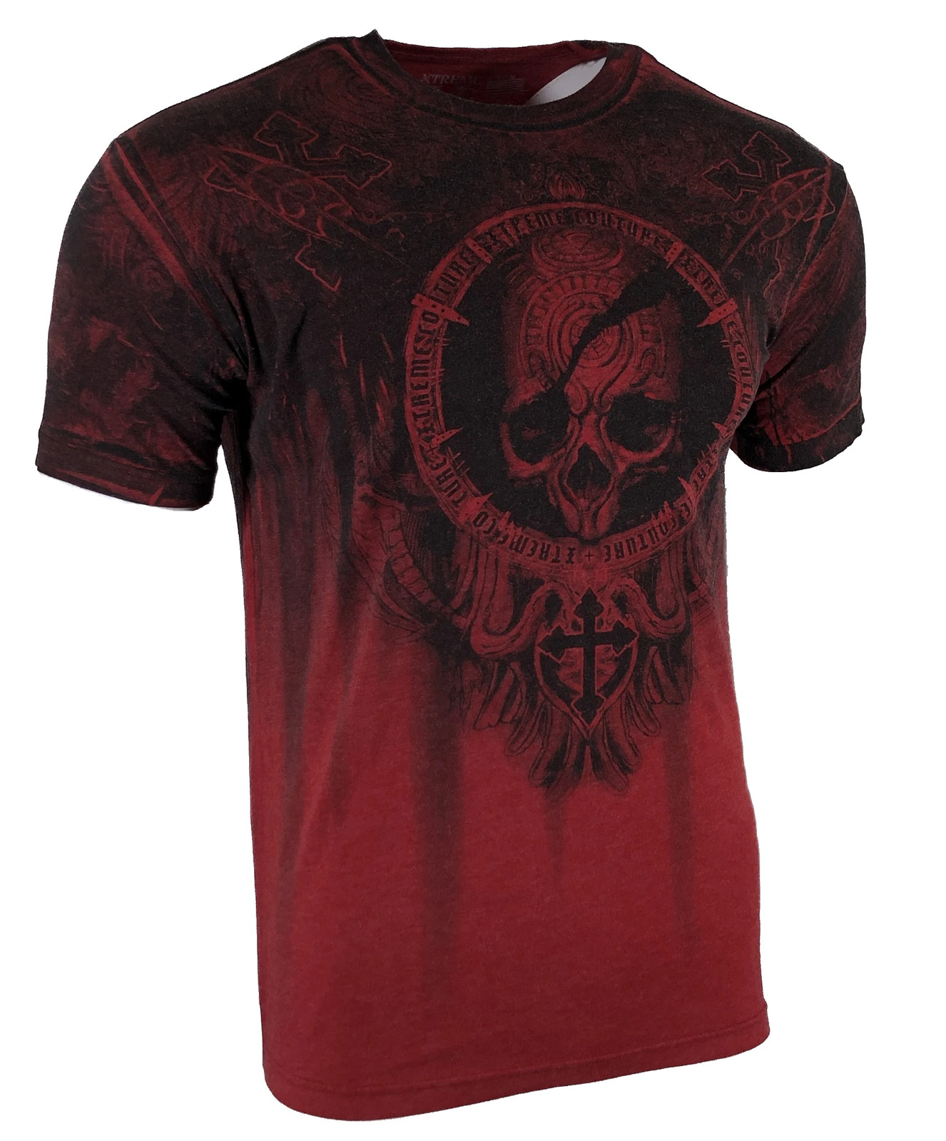 Xtreme Couture Affliction Men's T-Shirt SHADOW WALKER Red Biker Skull S-5XL gallery