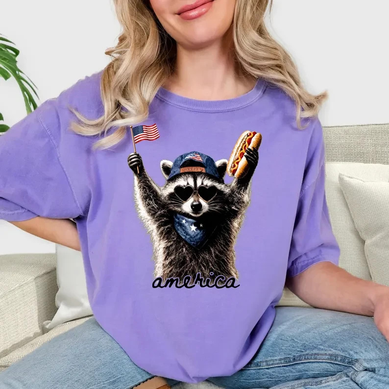 Feral & Free Racoon Shirt, 4th of July Shirt, Independence Day Shirt gallery