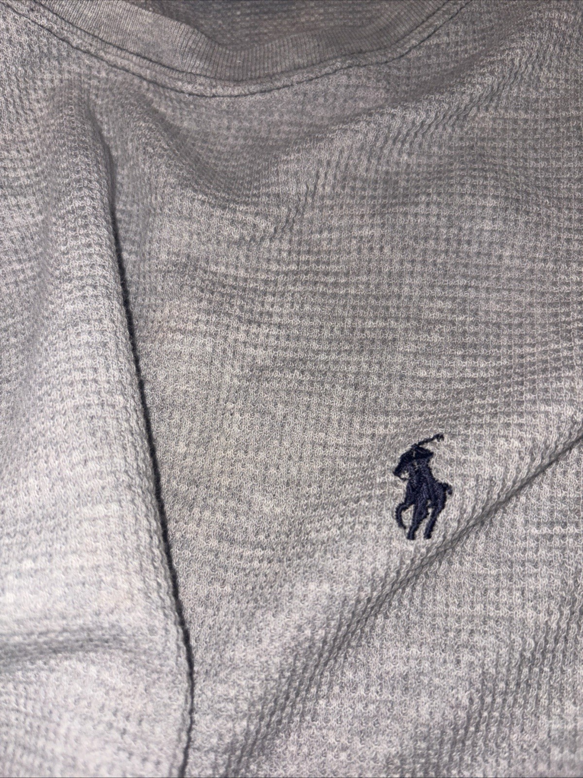 Polo Ralph Lauren Thermal Shirt Men’s L Gray Waffle Knit Long Sleeve Crew neck gallery
