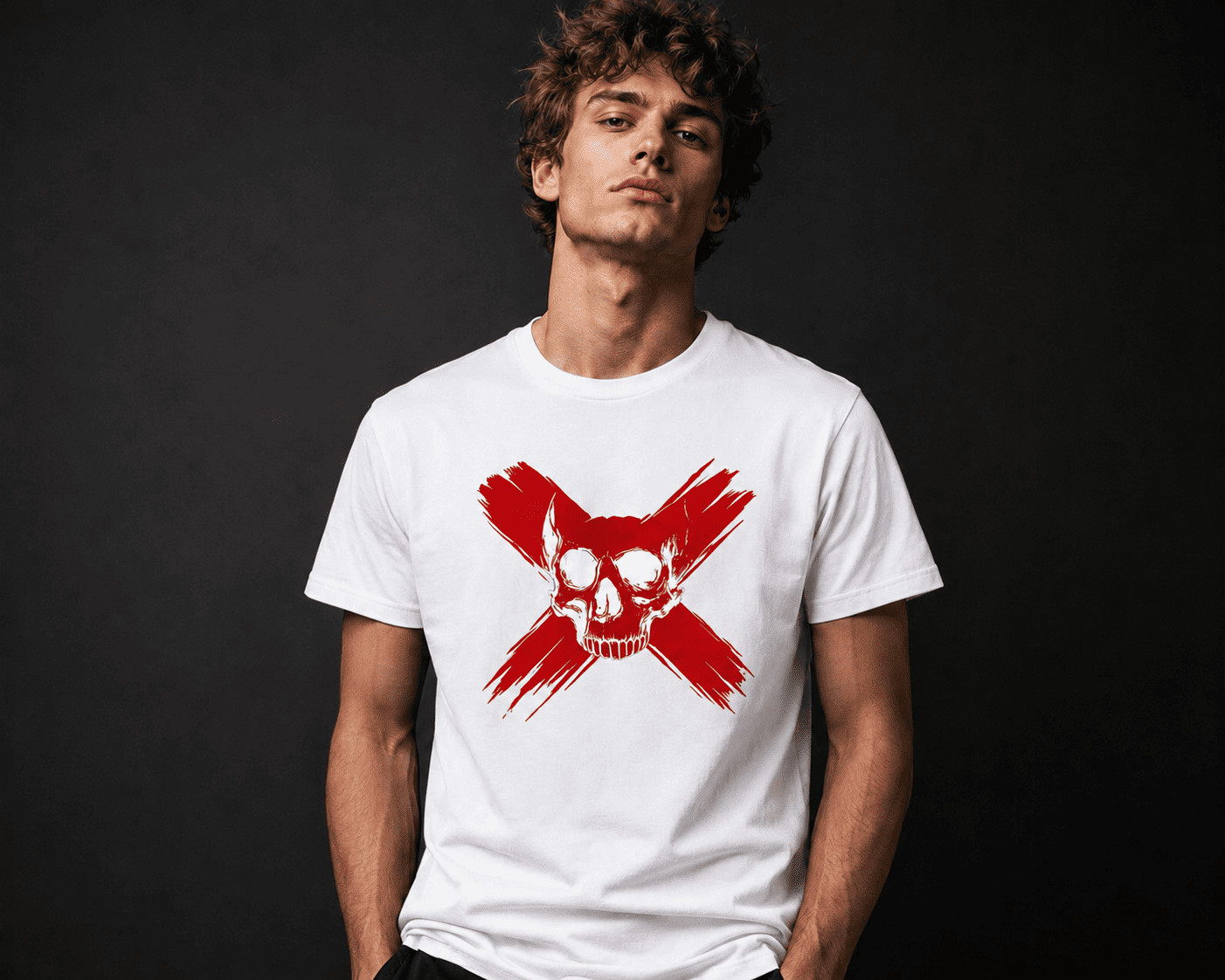 Red Skull X Graphic T Shirt Dark Gothic Punk Biker Streetwear Tee gallery