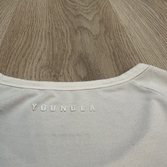 YoungLA Stretch Performance Long Sleeve Shirt Men Medium White Logo Supper Soft