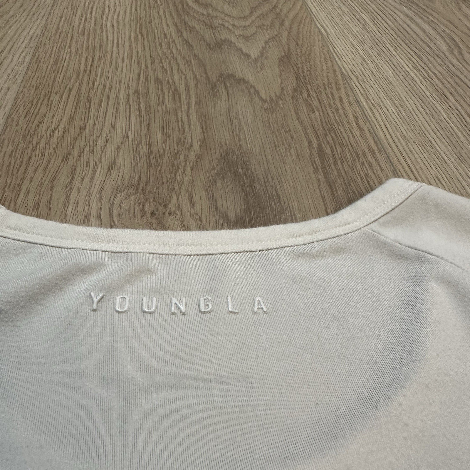 YoungLA Stretch Performance Long Sleeve Shirt Men Medium White Logo Supper Soft gallery
