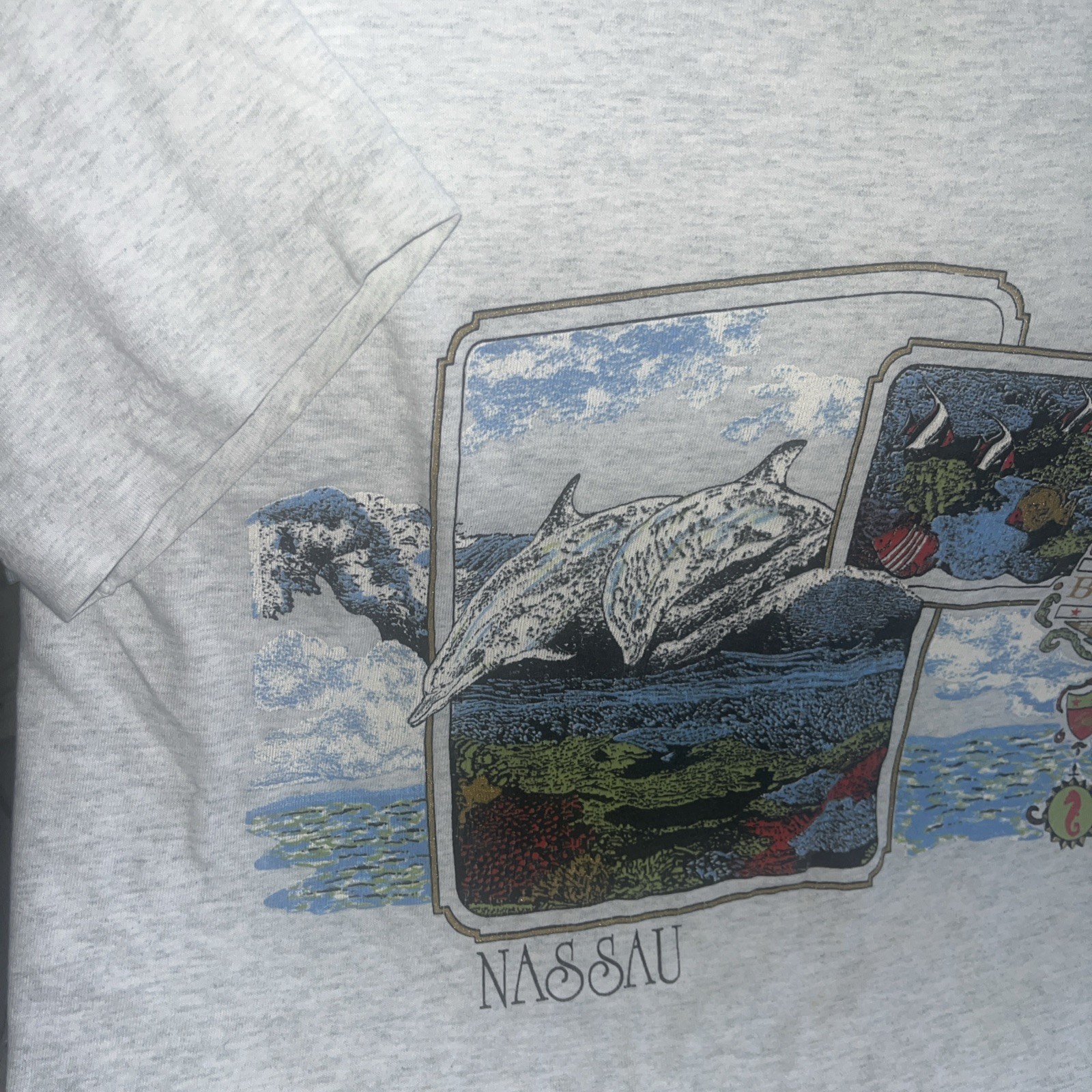Vintage Bahamas Beach Dolphin Fish Coral Reef Single Stitch USA Fruit Of Loom M gallery
