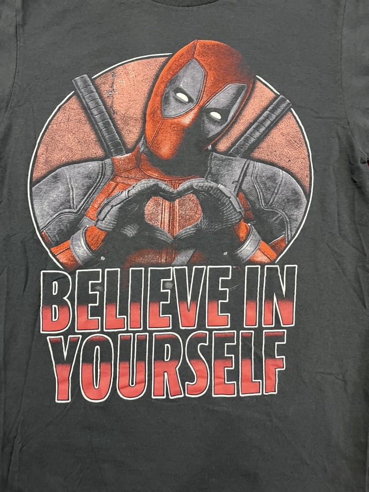 Marvel Deadpool “Believe In Yourself” T-Shirt Men’s Gray Graphic T S/C/P 34/36