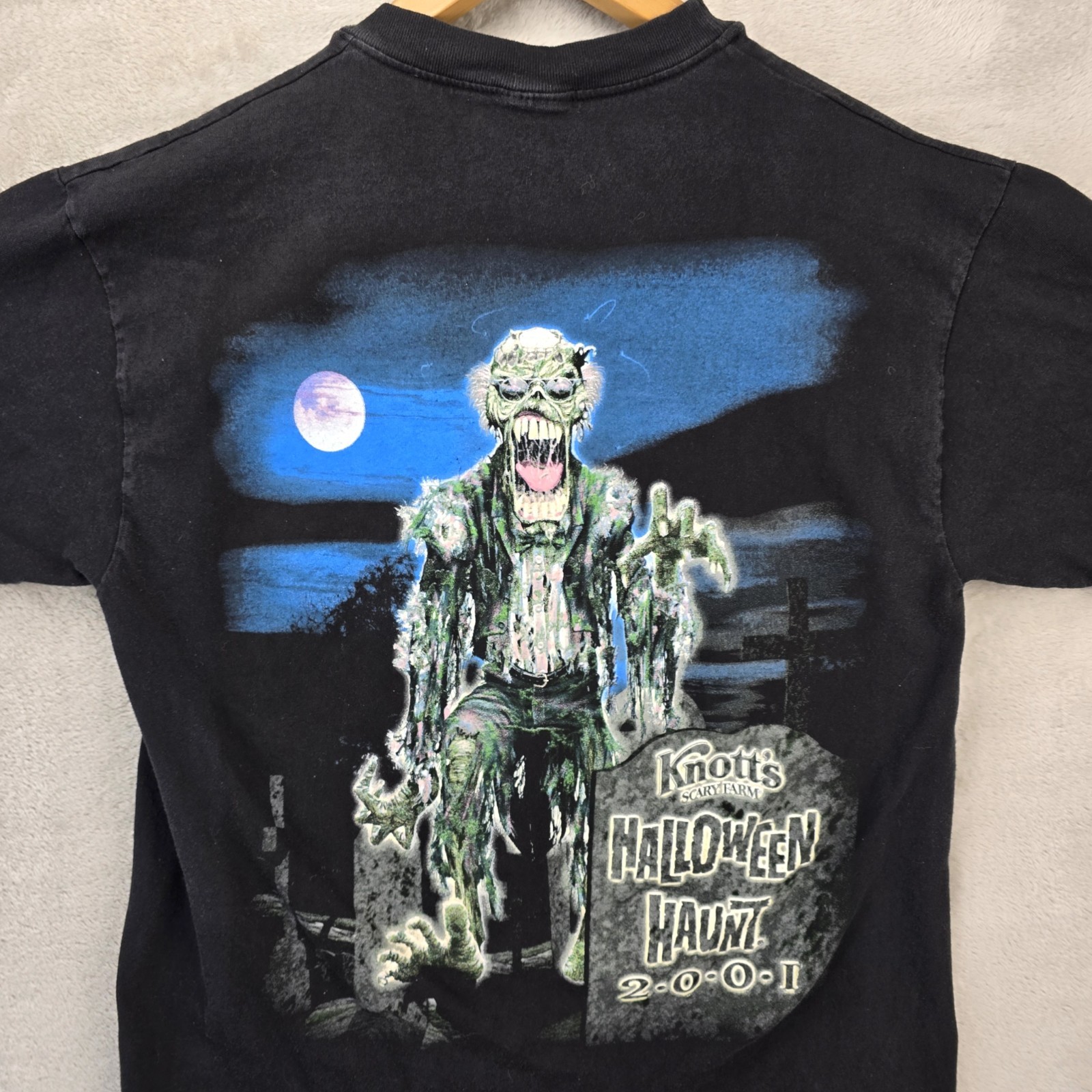 Vintage Knott’s Scary Farm Shirt Mens Medium Black 2001 Halloween Haunt Tee Y2K