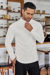 Men Mock Neck Turtleneck Long Sleeve Shirts Undershirt Thermal Fleece Lined Tops