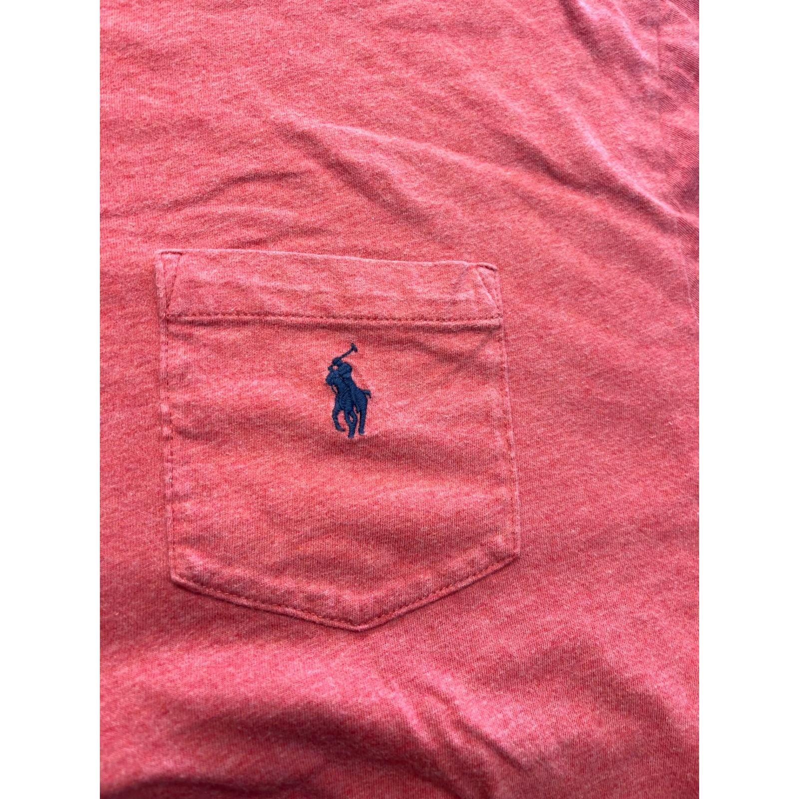 Polo Ralph Lauren Mens XL Classic Fit Pocket T-Shirt Heather Red Coral Navy Pony gallery