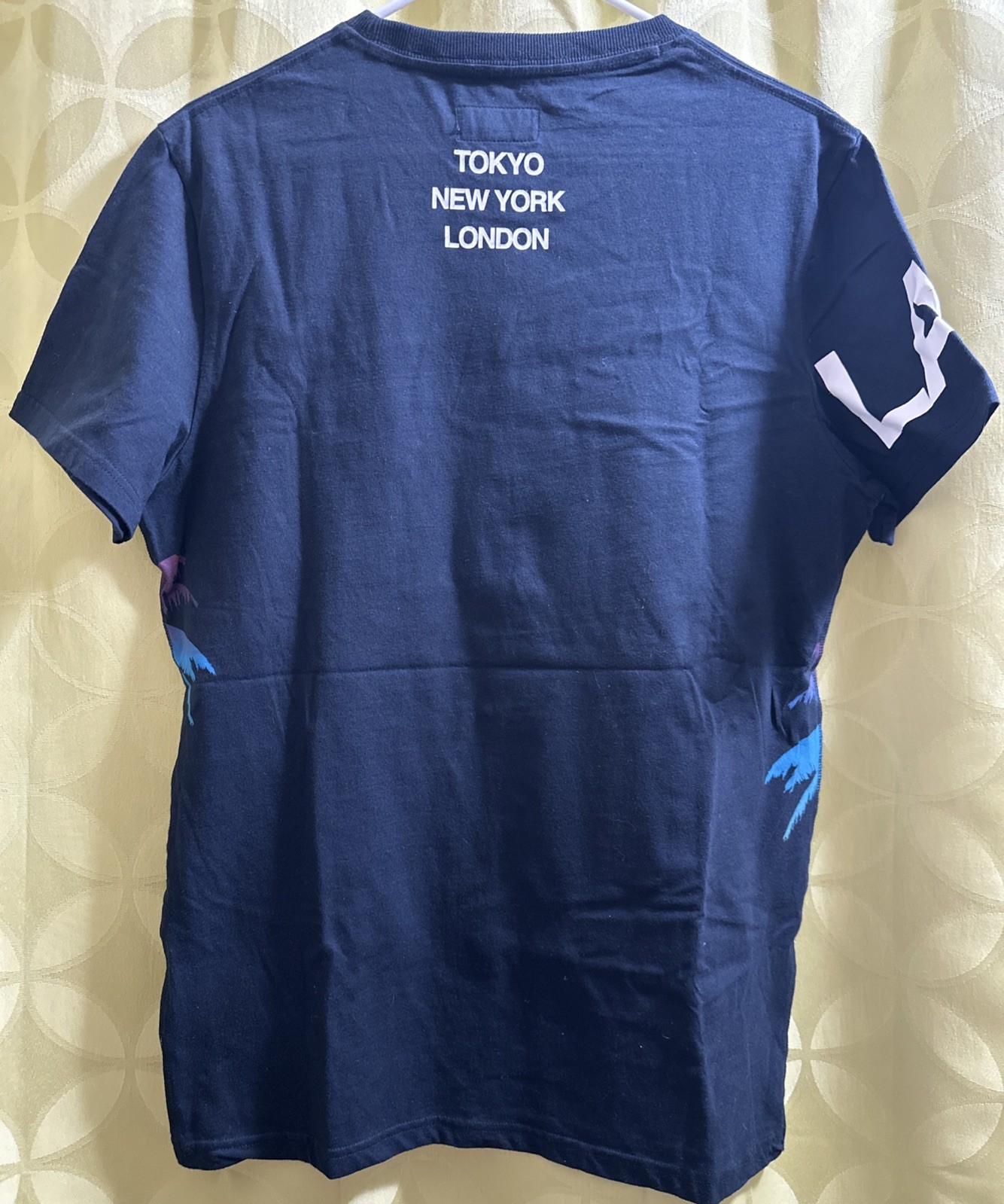 XL 2017 SUPERDRY LAX PALM Eclipse Blue 100% Cotton T-Shirt w/ Rainbow Colors NWT gallery