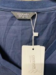 Men’s Coofandy Short Sleeve V-Neck Zipper T-Shirt Navy Blue XL