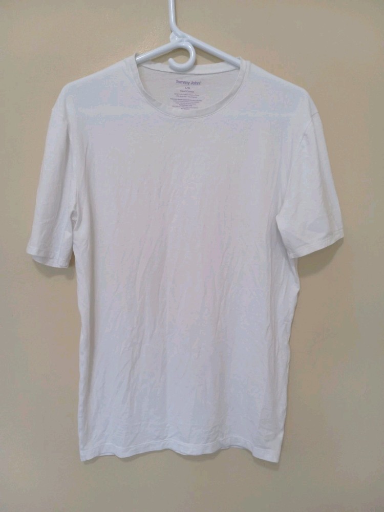 TOMMY JOHN Men Cool Cotton White Short Sleeve T Shirt Baselayer Pima Cotton Sp L