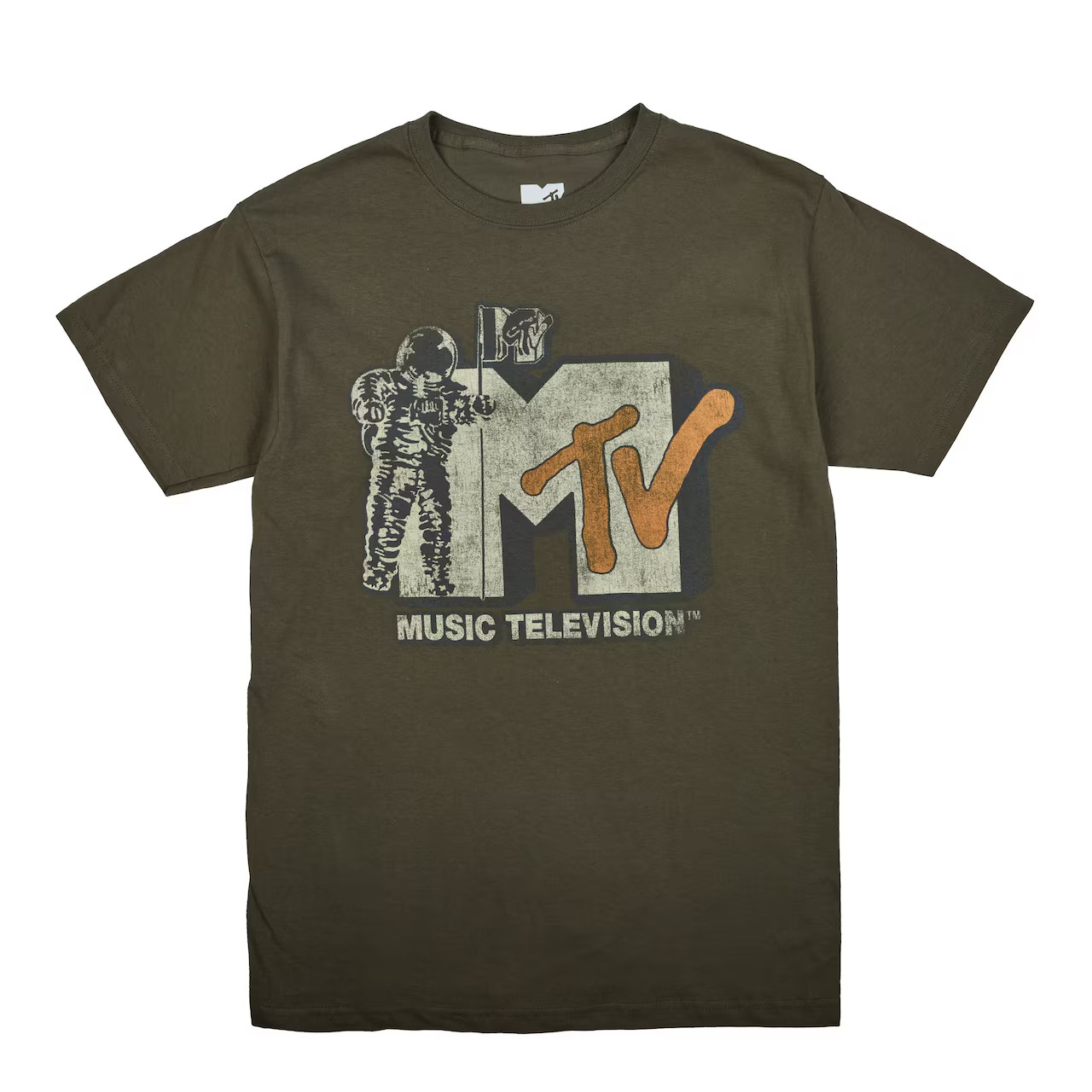 MTV Mens Music Television Spaceman Graphic Military Green Shirt New XL gallery