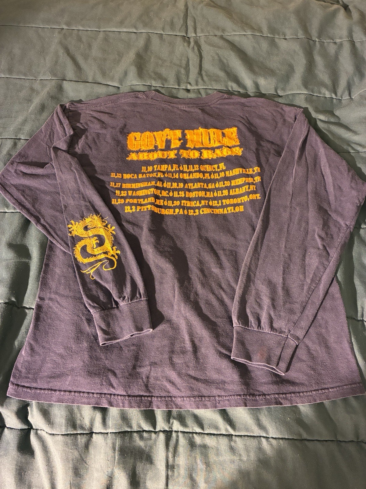 GOVT MULE - About to Rage T Shirt Long Sleeve Size Large 2 Sided Black gallery