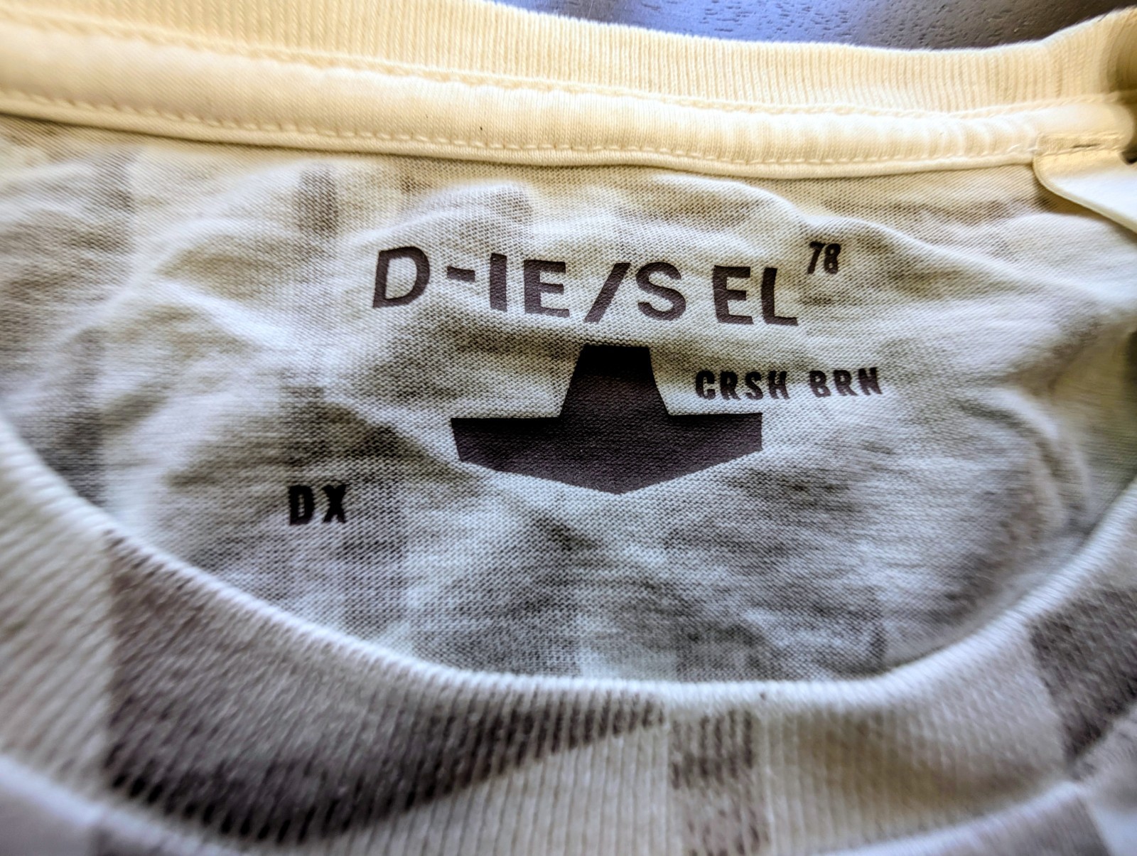 DIESEL Mens Graphic T-Shirt XXL NWT Off White Geometric Abstract Cotton Tee 2XL gallery